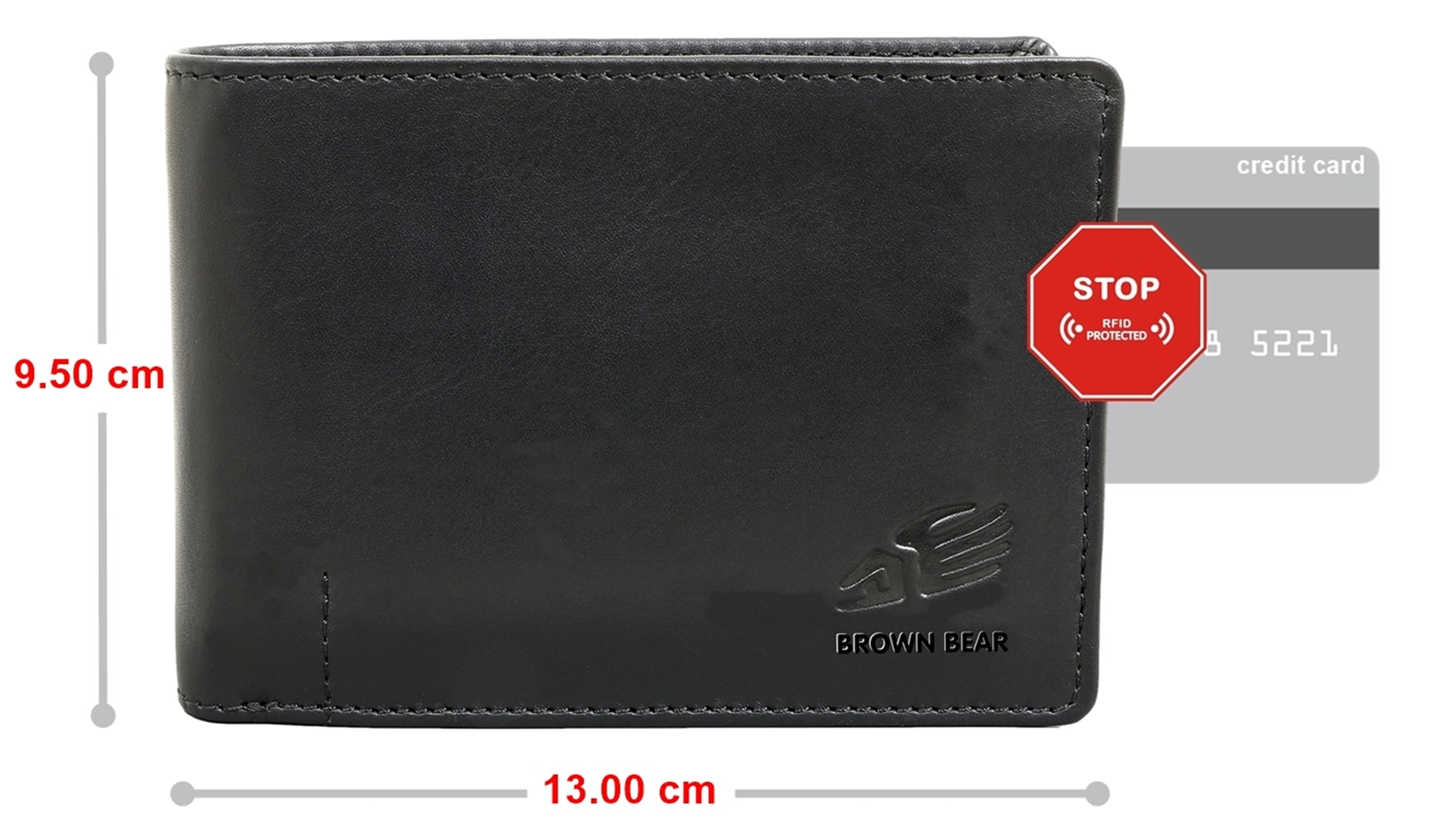 Brown Bear IBP 1051 - Herren-Geldbörse mit Reißverschlussfach Schwarz