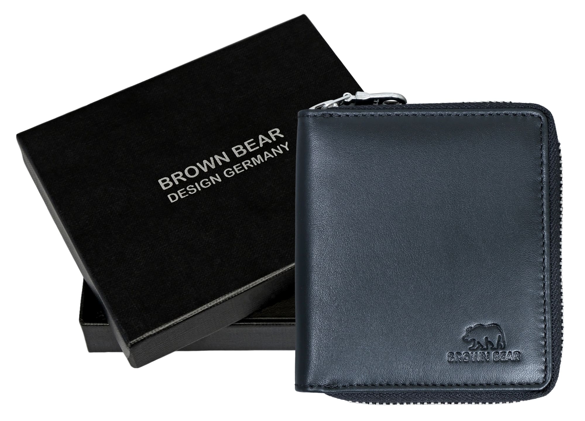 Brown Bear Geldbörse Max - kleineres Hochformat mit umlaufendem Reißverschluss Schwarz