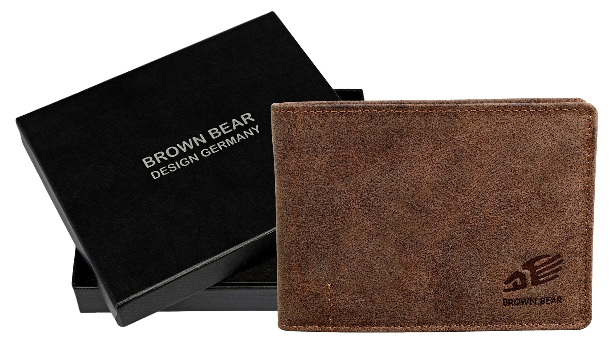 Brown Bear IBP 1051 - Herren-Geldbörse mit Reißverschlussfach Braun Vintage