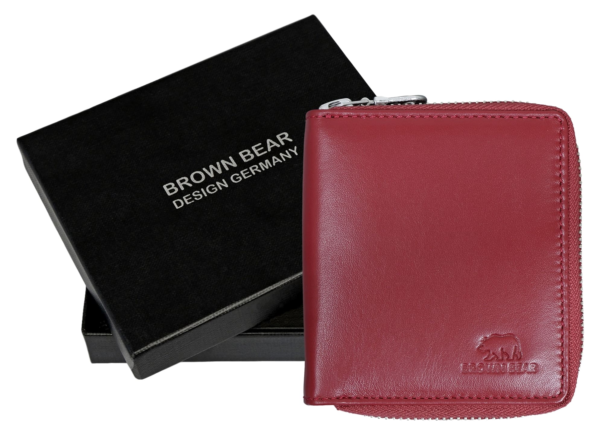 Brown Bear Geldbörse Max - kleineres Hochformat mit umlaufendem Reißverschluss Rot