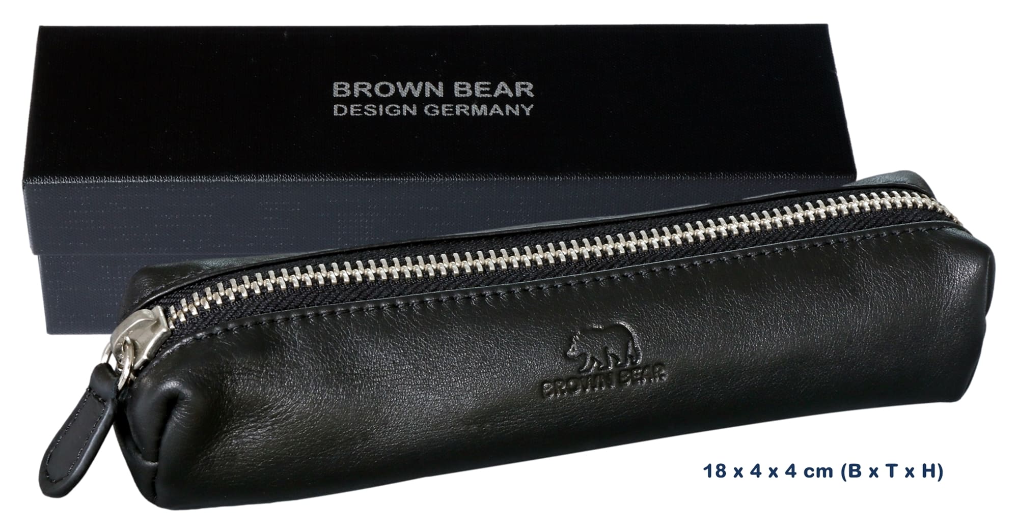 Brown Bear 1403 - kleines Schreibgeräteetui Schwarz Nappa