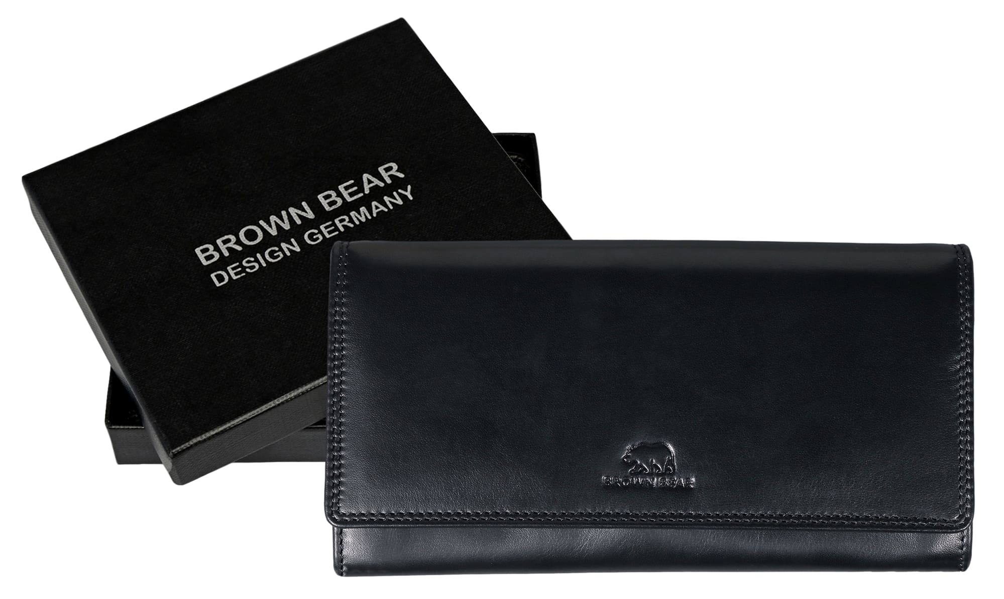Brown Bear "Ina" - Damen Geldbörse mit Überschlag Schwarz