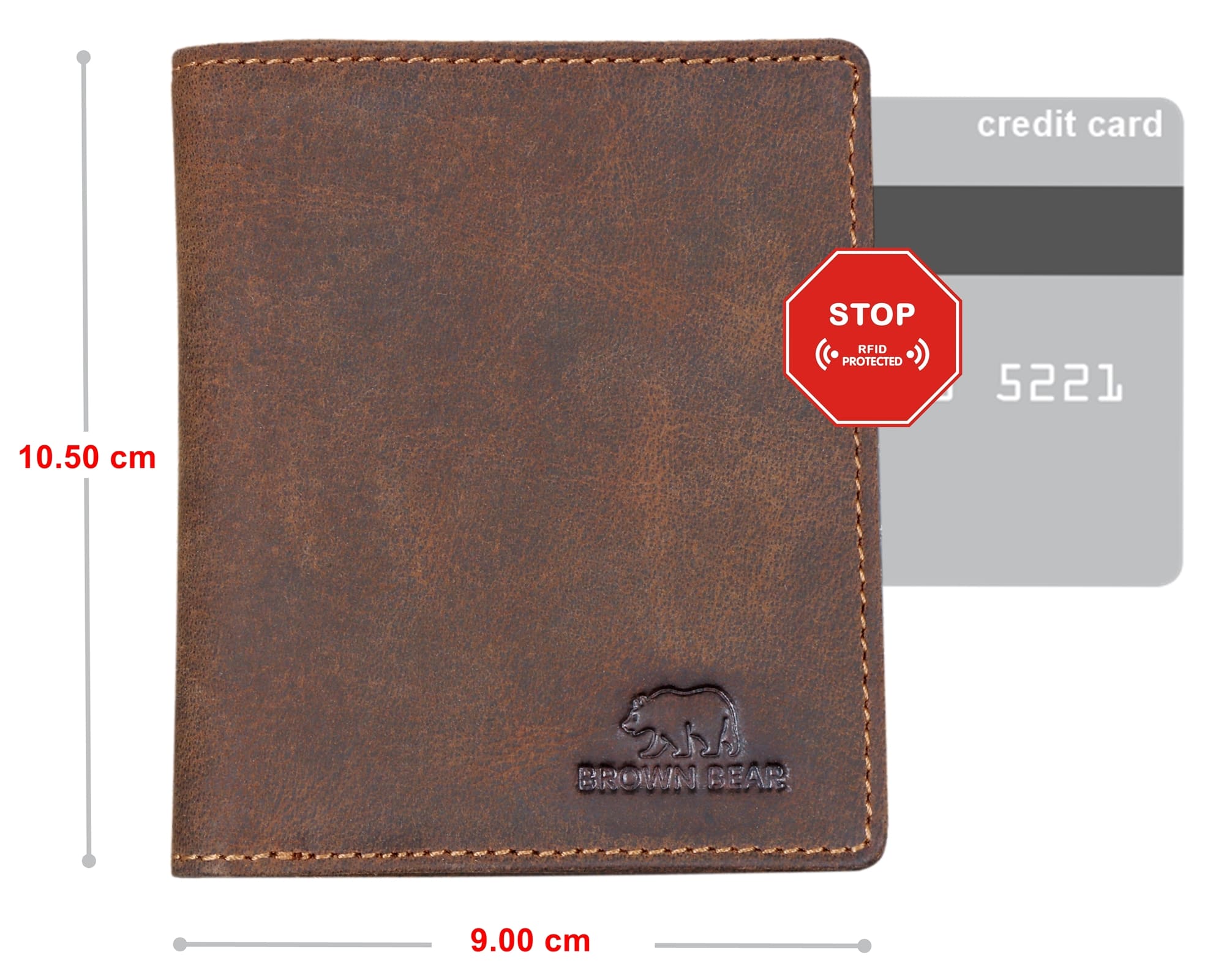 Brown Bear Slim Wallet - 8005 Braun Vintage