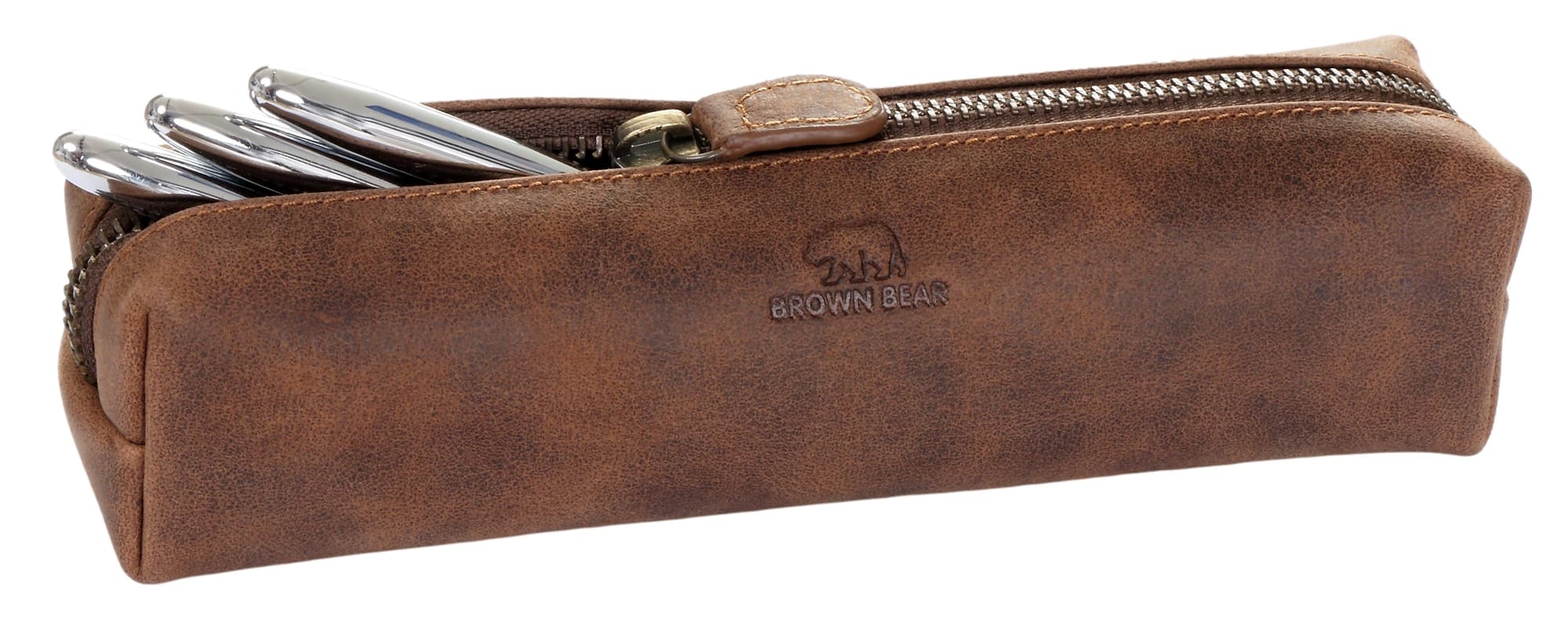 Brown Bear 3041 - mittleres Schreibgeräteetui Braun Vintage
