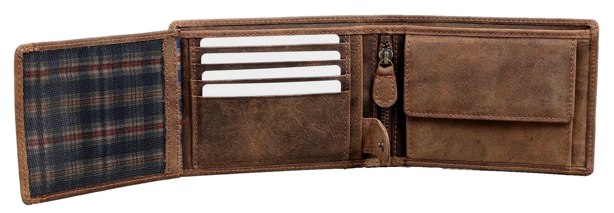 Brown Bear IBP 1051 - Herren-Geldbörse mit Reißverschlussfach Braun Vintage