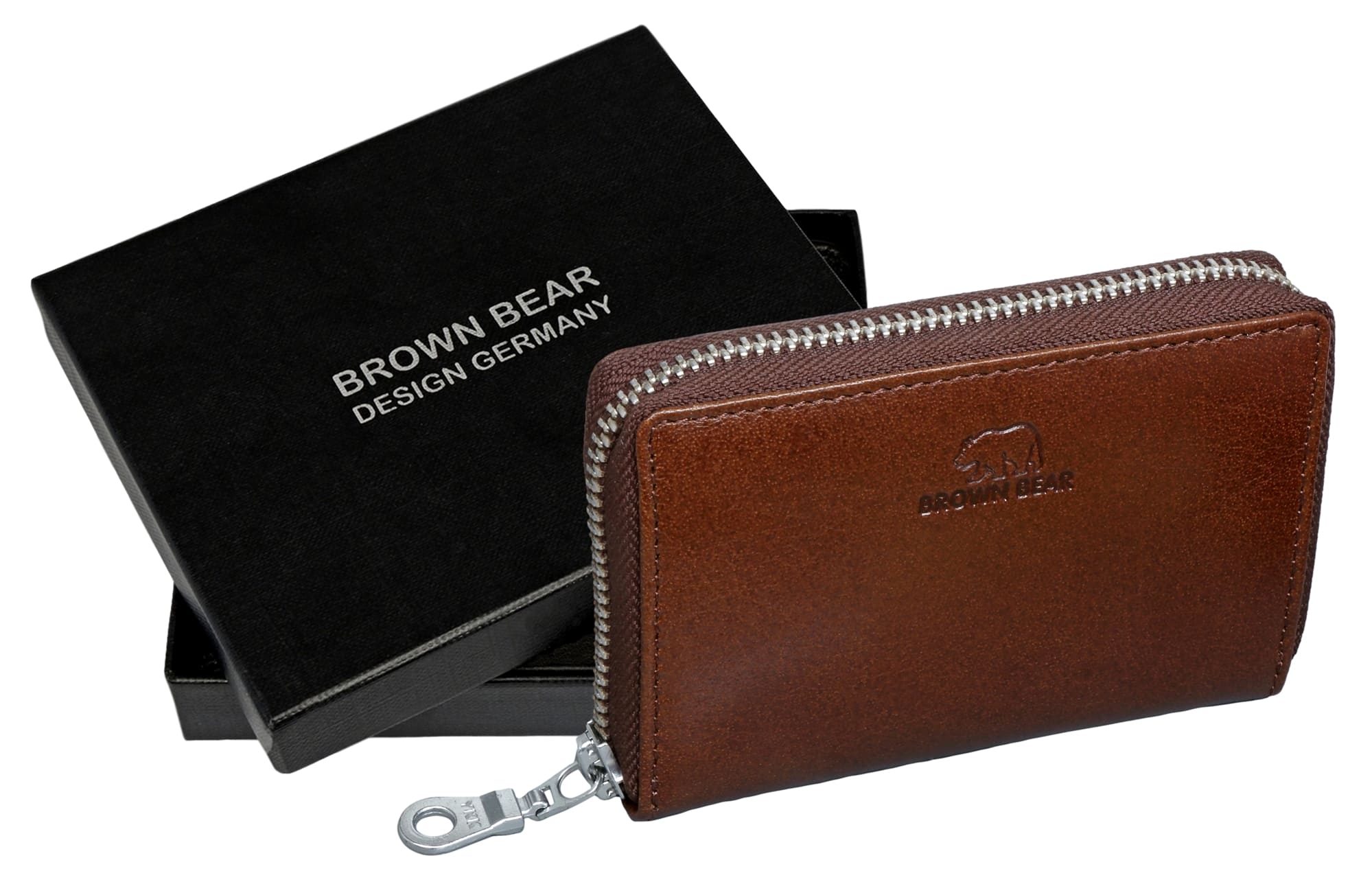 Brown Bear Geldbörse Kai - kleineres Querformat mit umlaufendem Reißverschluss Braun