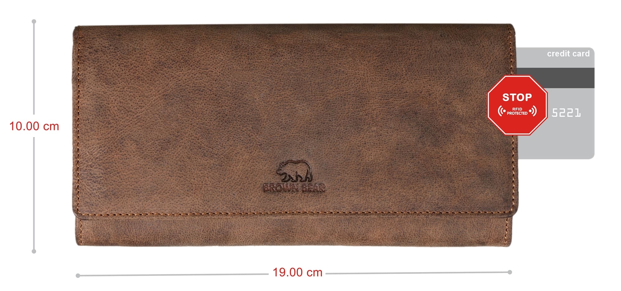 Brown Bear "Ina" - Damen Geldbörse mit Überschlag Braun Vintage