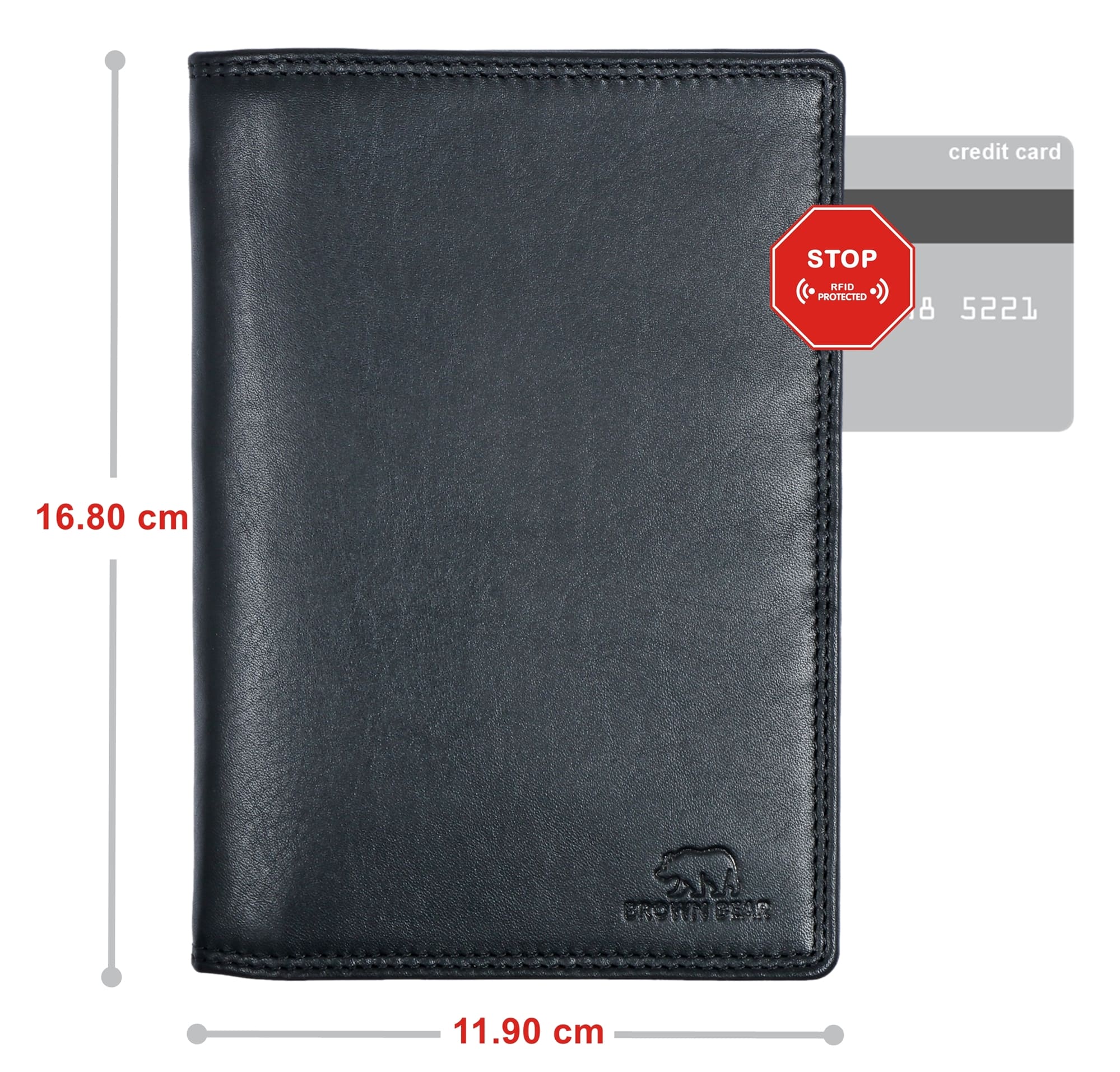 Brown Bear Classic 8013 - Brieftasche mit 13 Kartenfächern Schwarz