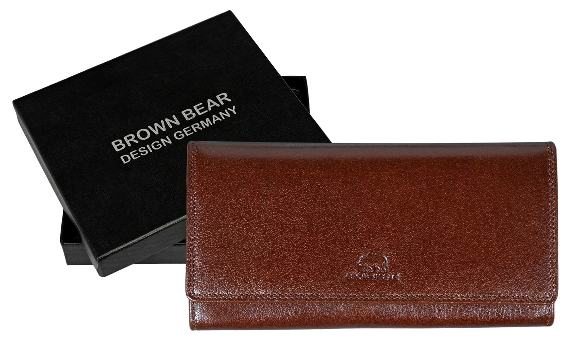 Brown Bear "Ina" - Damen Geldbörse mit Überschlag Braun Toscana