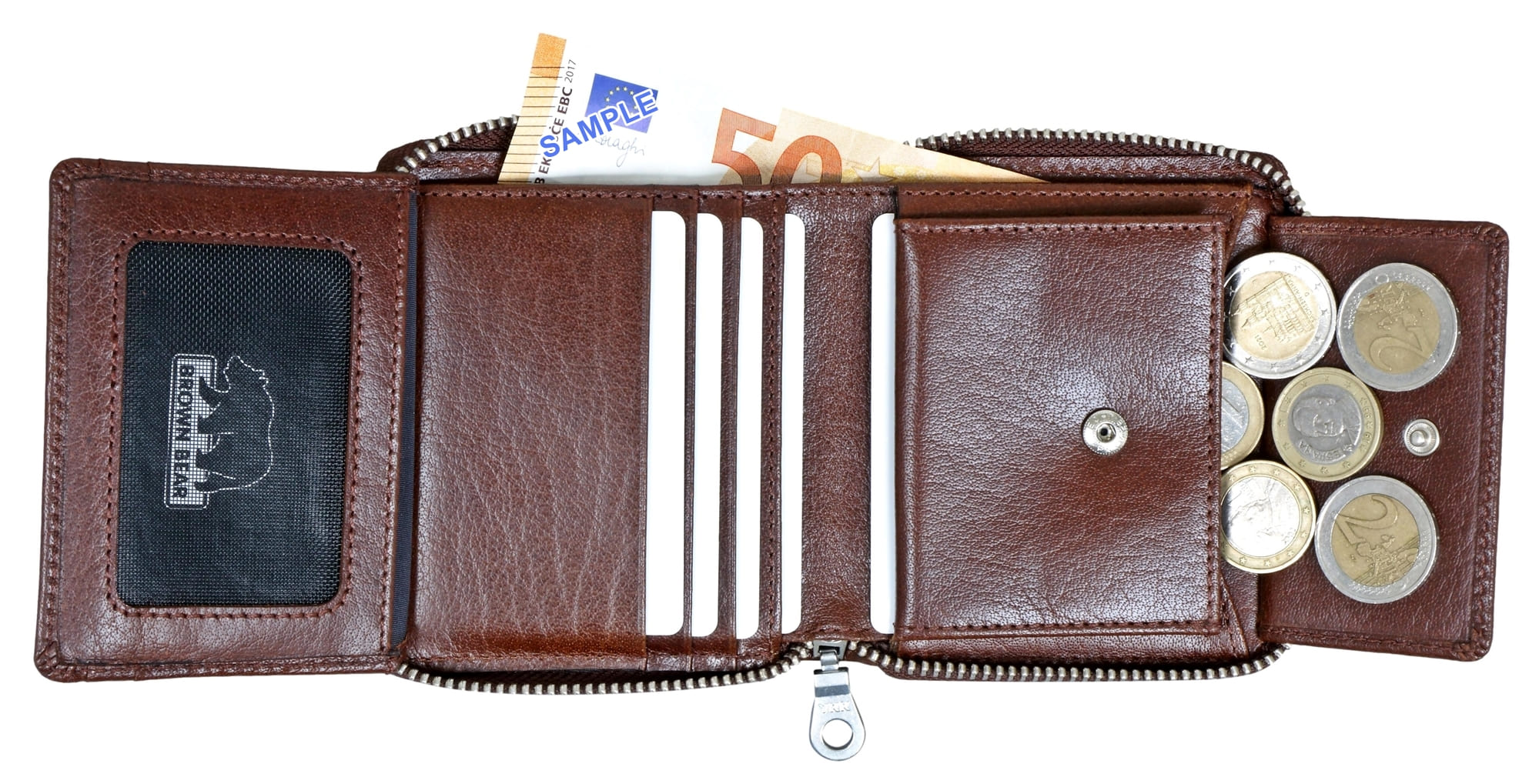 Brown Bear Geldbörse Max - kleineres Hochformat mit umlaufendem Reißverschluss Braun