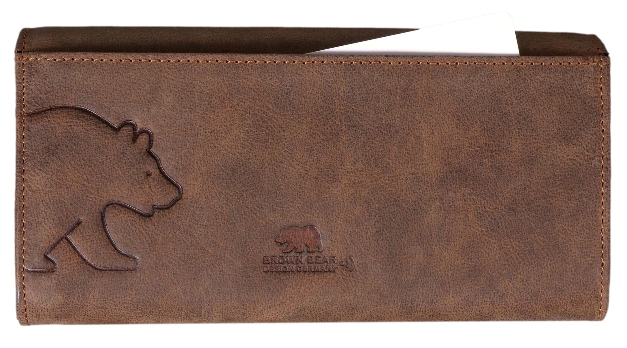 Brown Bear "Ina" - Damen Geldbörse mit Überschlag Braun Vintage
