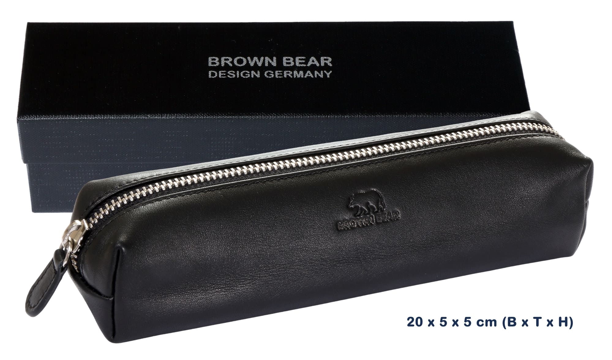 Brown Bear 3041 - mittleres Schreibgeräteetui Schwarz Nappa