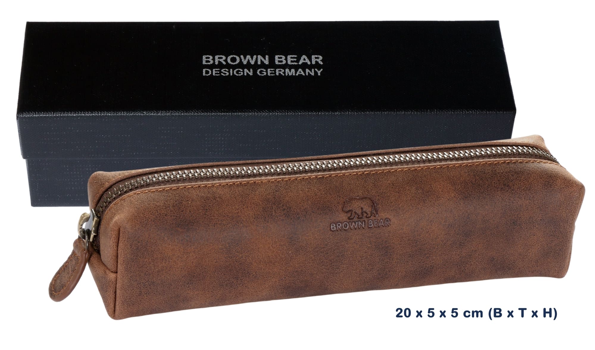 Brown Bear 3041 - mittleres Schreibgeräteetui Braun Vintage