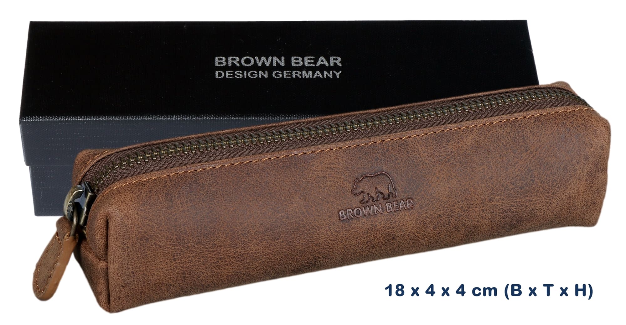 Brown Bear 1403 - kleines Schreibgeräteetui Braun Vintage