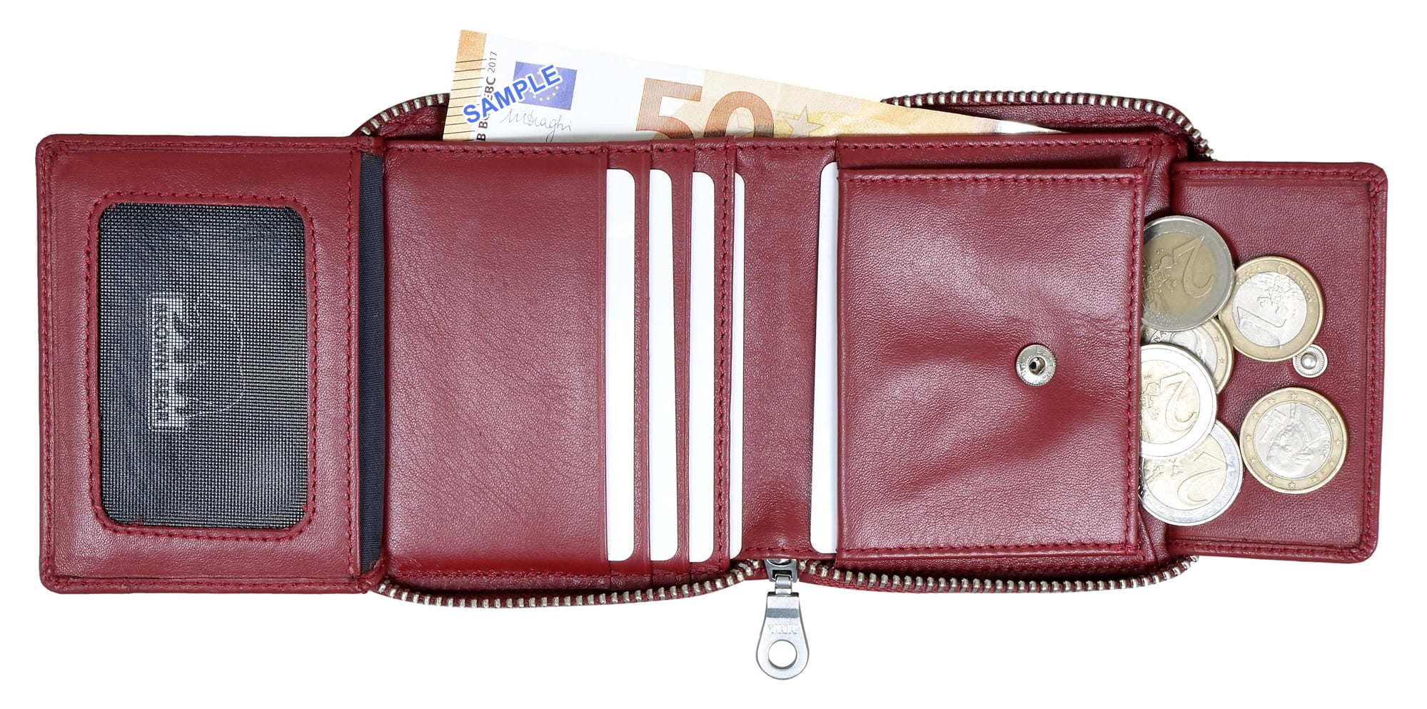 Brown Bear Geldbörse Max - kleineres Hochformat mit umlaufendem Reißverschluss Rot